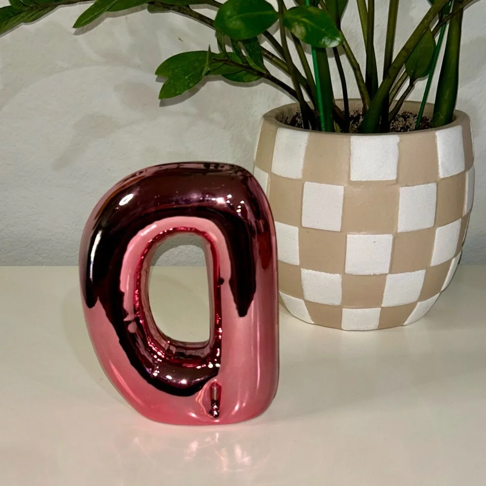 (Bundle 3 for $15) Mylar Ceramic Balloon Letter “D” Decor Metallic Pink